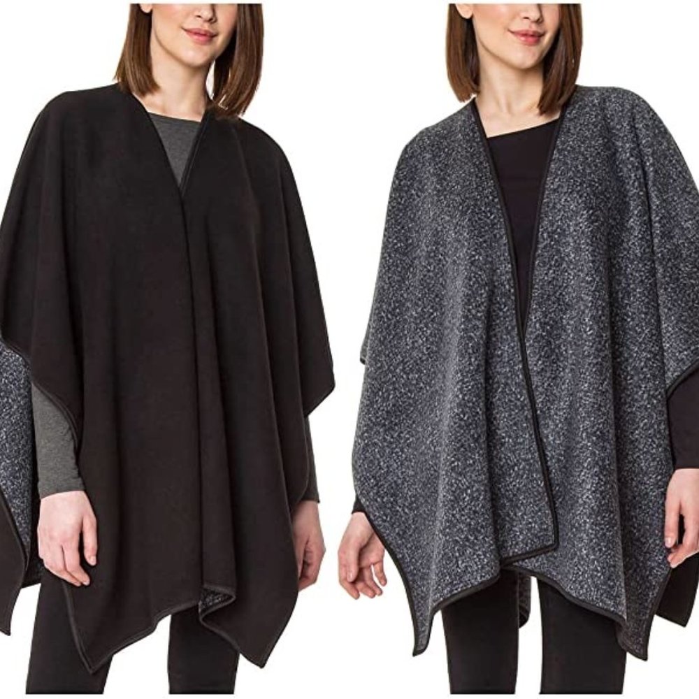 Ike Behar Ladies' Reversible Fashion Wrap,One Size (Black/Grey)